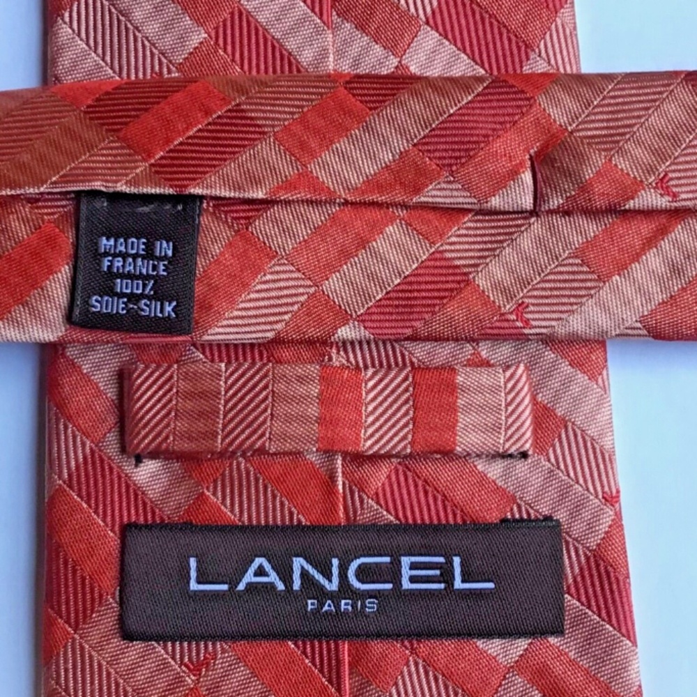 Lancel Paris red and pink all silk Tie. Made in France 🇫🇷